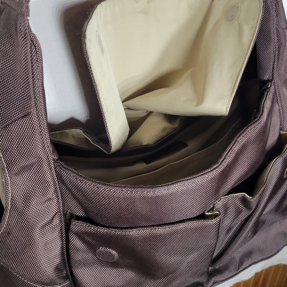 Pottery Barn Kids Ultimate Diaper Bag brown messenger backpack convertible